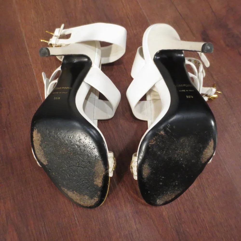 TOM FORD White Zipper Double Ankle Strap High Sandals - Picture 11 of 11